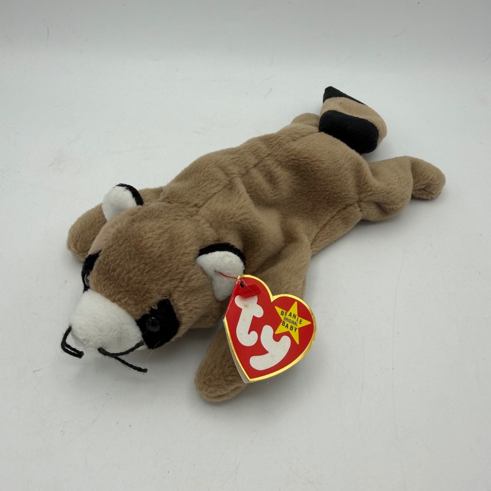 Ty Beanie Baby Ringo the Raccoon Brown Plush 1995‎ Vintage Style 4014 With Tags